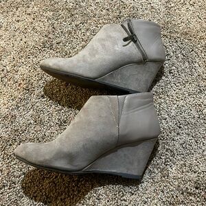 Gray Wedge Ankle Boots